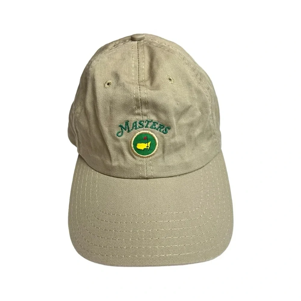 American Needle Masters Golf Hat Vintage Made in USA Khaki Adjustable‎ Ball Cap